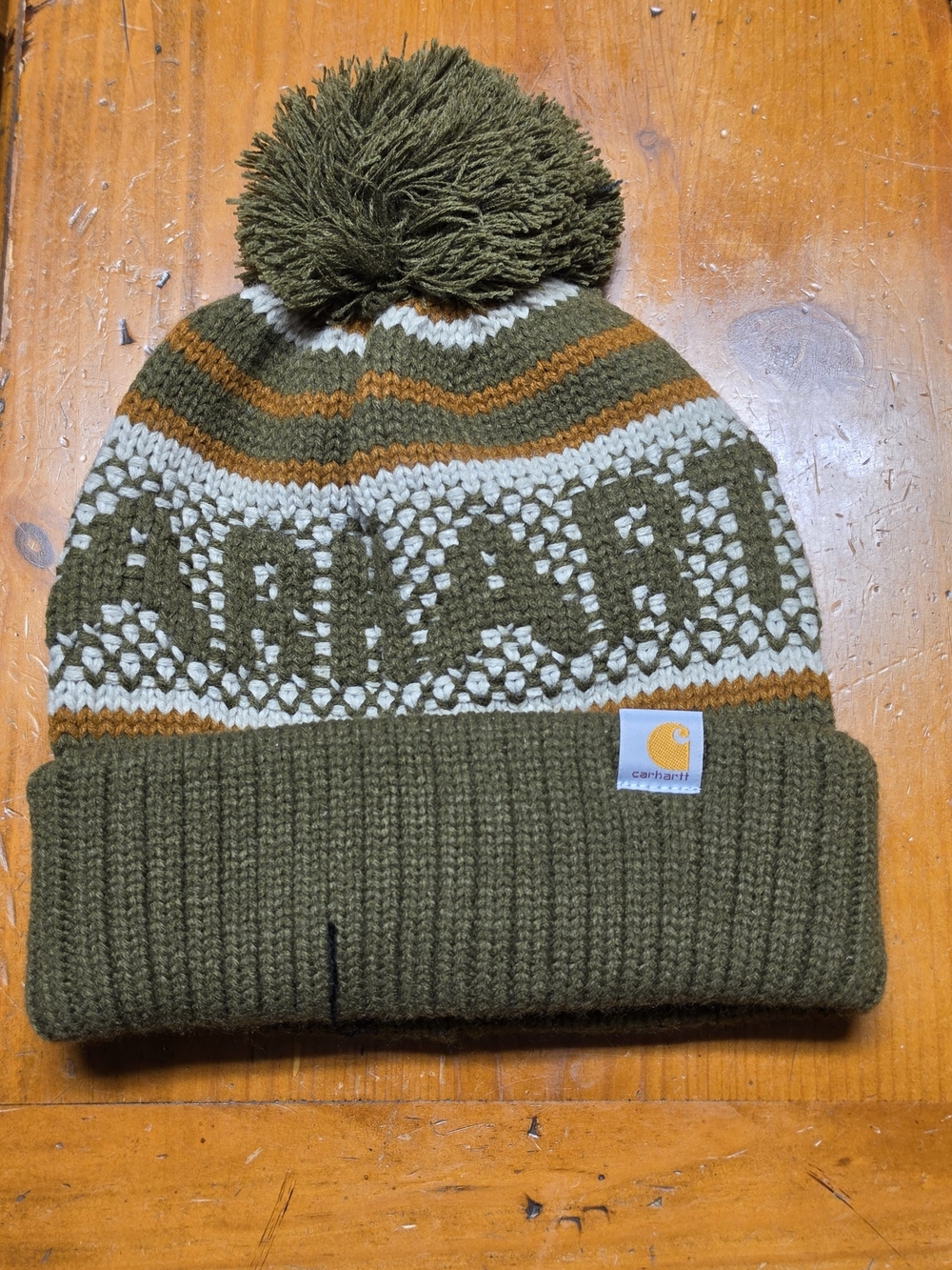 Carhartt Kids Olive, Cream & Tan Pom Beanie